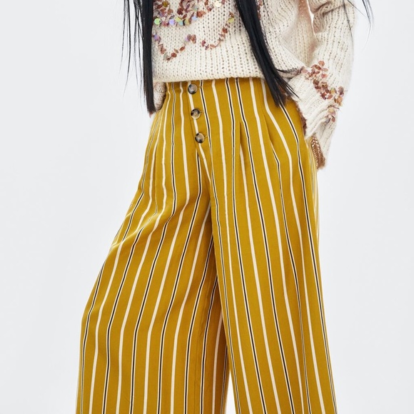 NWT Zara Wide Cropped Pants - Picture 5 of 7